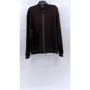 ASOS DESIGN Men’s Brown Zip-Up Long Sleeve Collarless Thermal Sweater SZ M